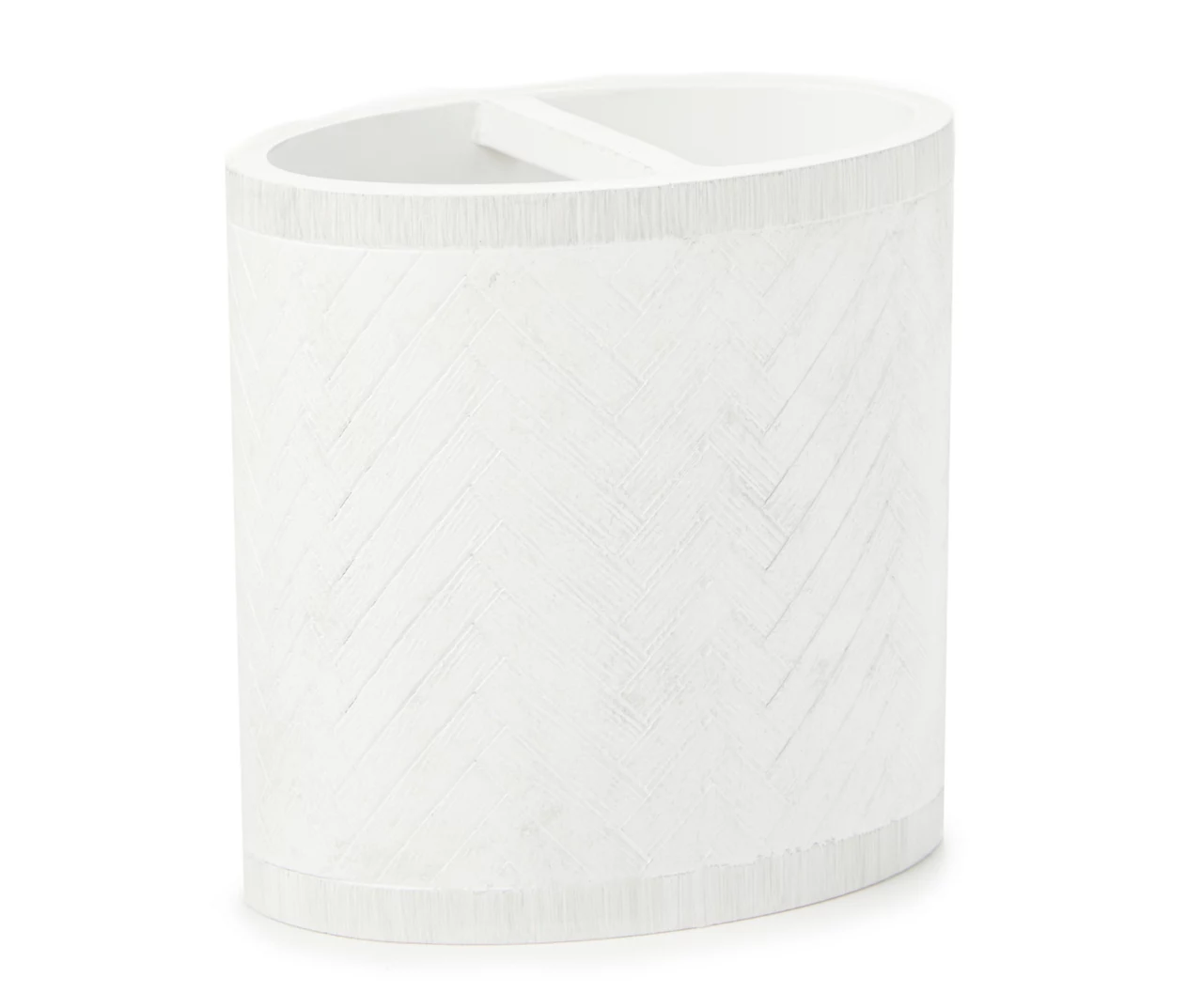 White Herringbone Toothbrush Holder 3 White Herringbone Toothbrush Holder