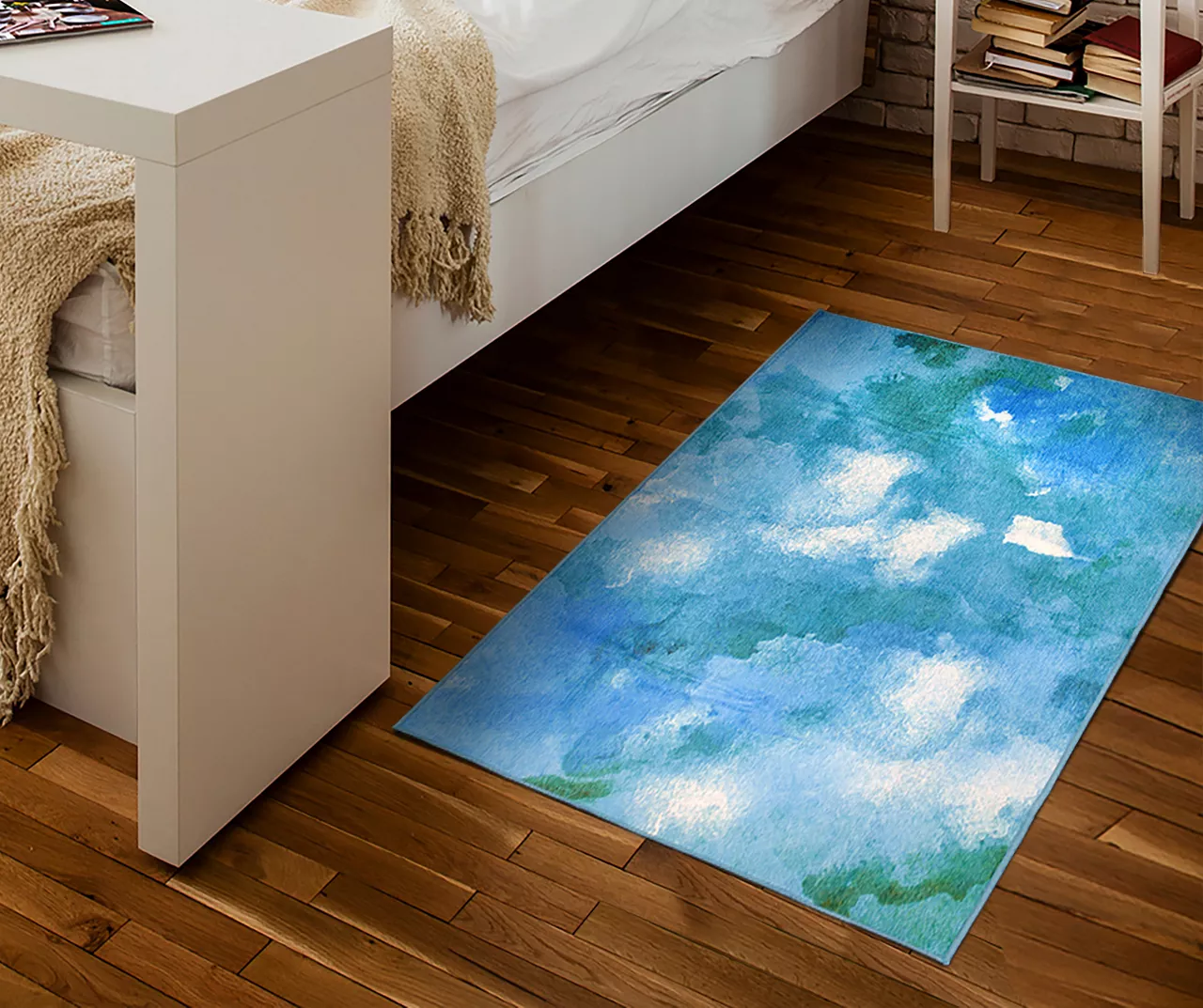 My Magic Carpet Watercolor Aqua Blue Washable Area Rug 6 My Magic Carpet Watercolor Aqua Blue Washable Area Rug - Image 4