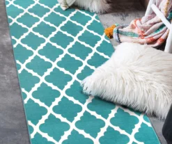 My Magic Carpet Moroccan Trellis Teal Washable Runner, (2'6" X 7') -DHP Sales Store 810537734 2