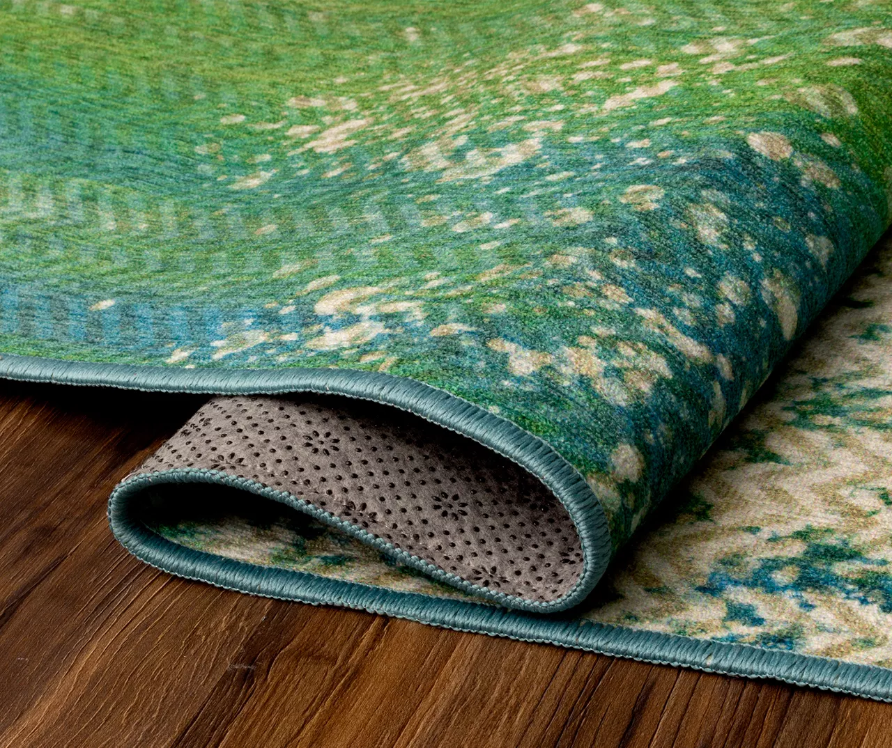 My Magic Carpet Hazel Chevron Teal Washable Runner, (2'6" X 7') 6 My Magic Carpet Hazel Chevron Teal Washable Runner, (2'6" X 7') - Image 4
