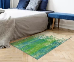 My Magic Carpet Hazel Chevron Teal Washable Area Rug -DHP Sales Store 810537756 2 1