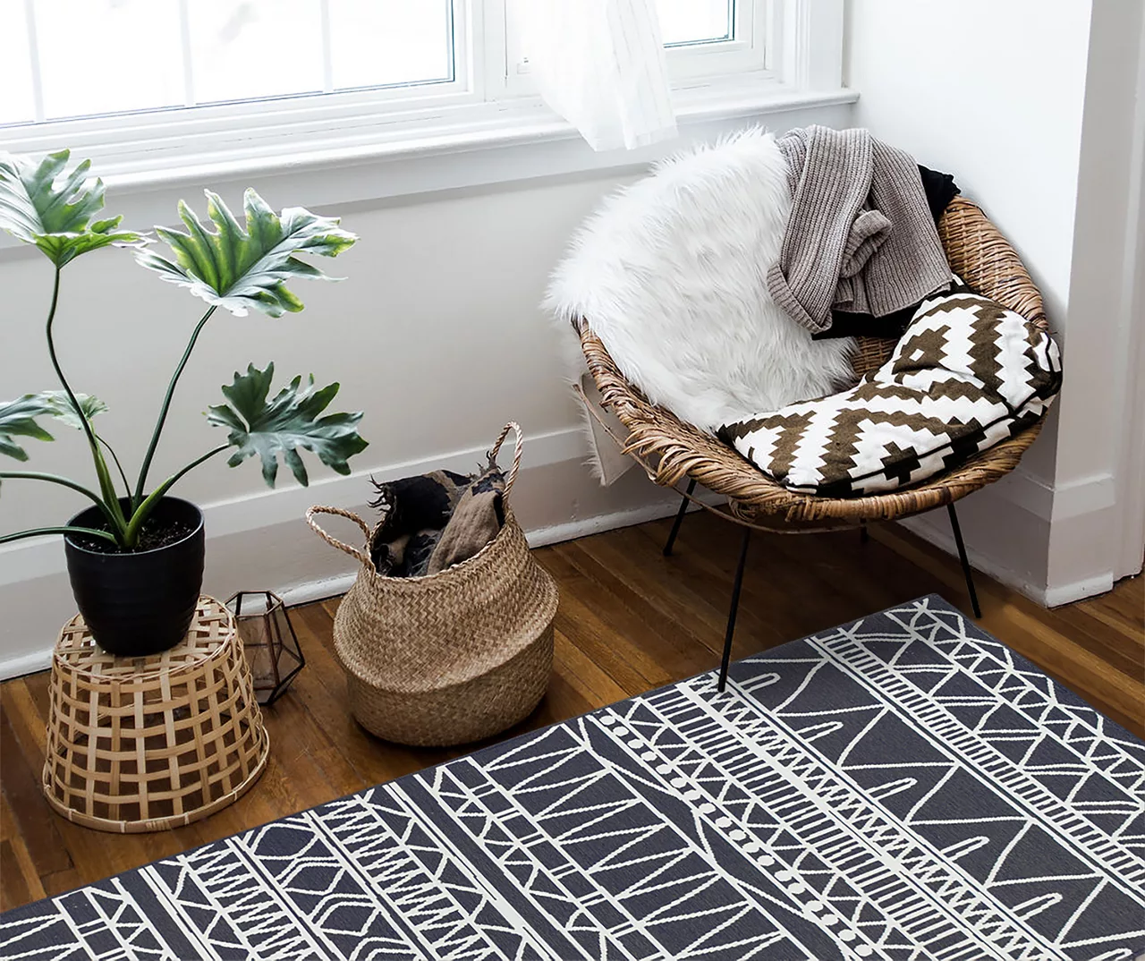 My Magic Carpet Chelsea Aztec Dark Gray Washable Runner, (2'6" X 7') 4 My Magic Carpet Chelsea Aztec Dark Gray Washable Runner, (2'6" X 7') - Image 2