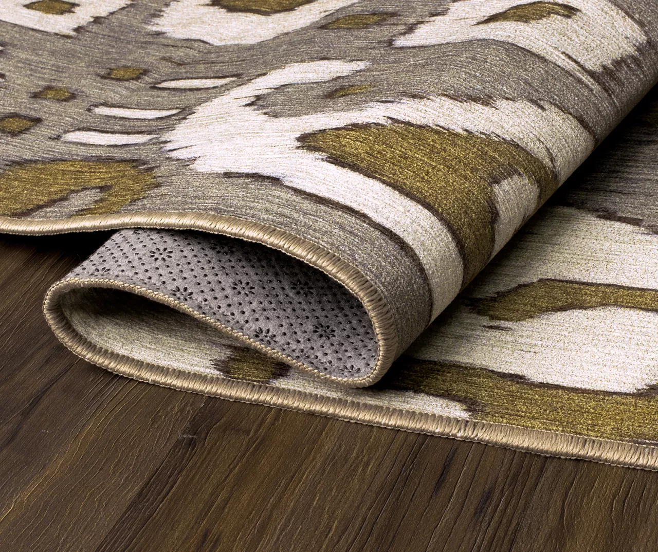 My Magic Carpet Ochre Ikat Gray & Gold Washable Runner, (2'6" X 7') 7 My Magic Carpet Ochre Ikat Gray & Gold Washable Runner, (2'6" X 7') - Image 5