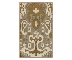 My Magic Carpet Ochre Ikat Gray & Gold Washable Area Rug, (3' X 5')