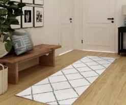 My Magic Carpet Medina Moroccan Diamond Ivory Washable Runner, (2'6" X 7') -DHP Sales Store 810537788 2