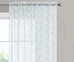 Finch Gray Geometric Crushed Voile Sheer Curtain Panel, (84") 7 Finch Gray Geometric Crushed Voile Sheer Curtain Panel, (84") -DHP Sales Store 810538061 1