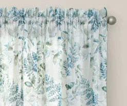 Hattie Spa Blue Floral Crushed Voile Sheer Curtain Panel, (84") -DHP Sales Store 810538063 1