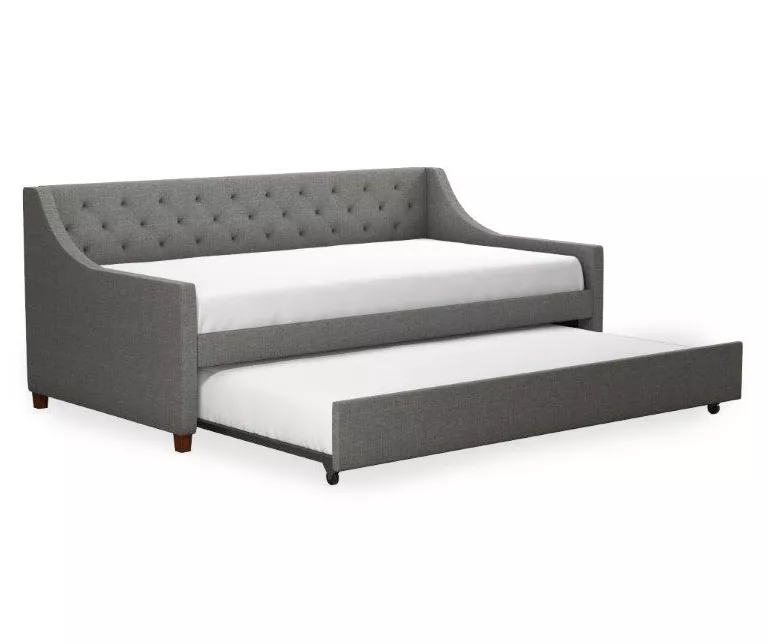 Her Majesty Gray Linen Daybed & Trundle 6 Her Majesty Gray Linen Daybed & Trundle - Image 4