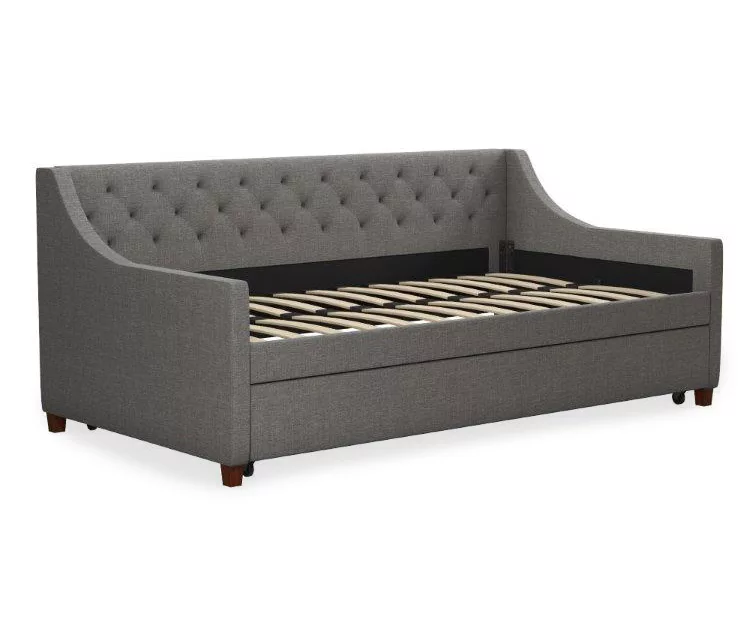 Her Majesty Gray Linen Daybed & Trundle 8 Her Majesty Gray Linen Daybed & Trundle - Image 6