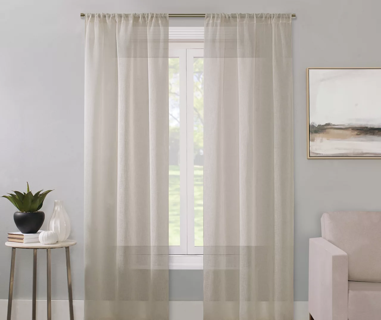 Real Living Bayview Textured Rod Pocket Sheer Curtain Panel 4 Real Living Bayview Textured Rod Pocket Sheer Curtain Panel - Image 2