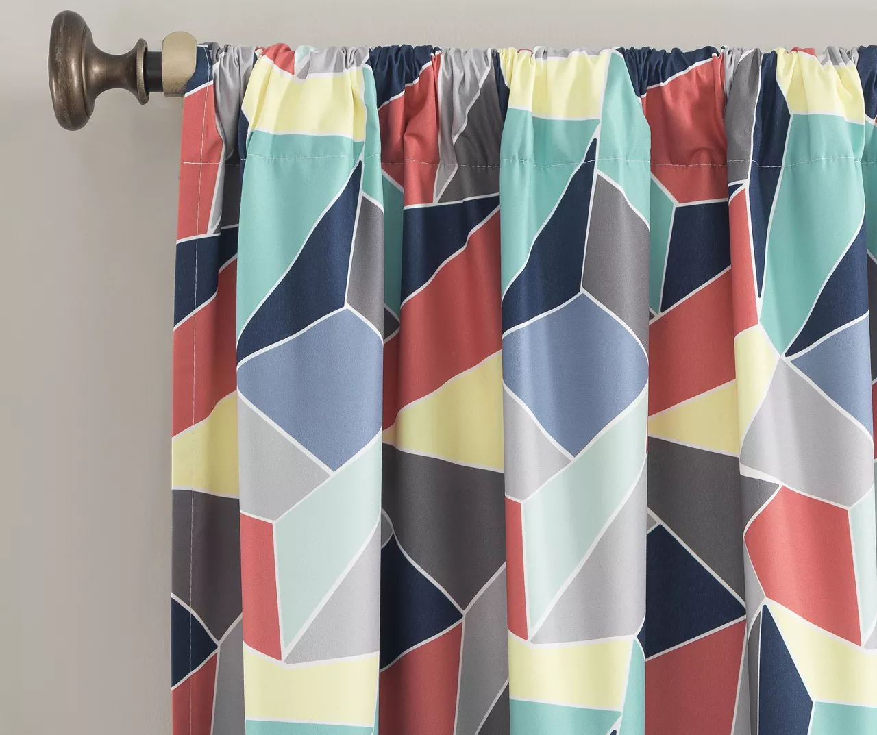 Turquoise Fraction Print Ashby Blackout Rod Pocket Curtain Panel, (84") 4 Turquoise Fraction Print Ashby Blackout Rod Pocket Curtain Panel, (84") - Image 2