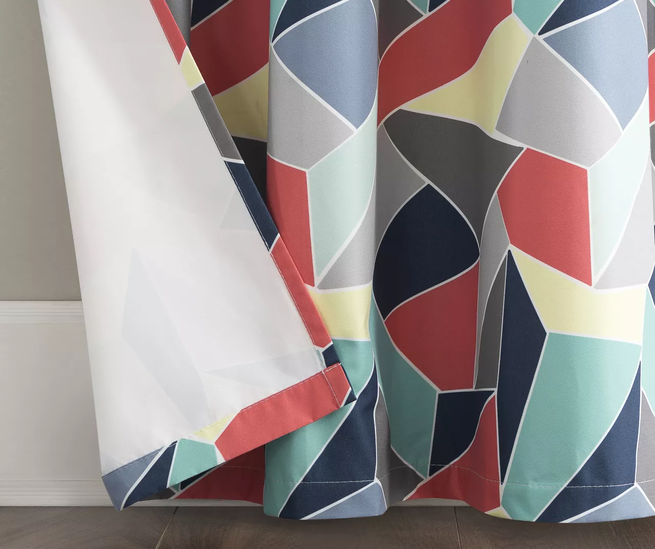 Turquoise Fraction Print Ashby Blackout Rod Pocket Curtain Panel, (84") 5 Turquoise Fraction Print Ashby Blackout Rod Pocket Curtain Panel, (84") - Image 3