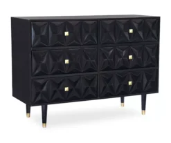 Urban Fresh Black & Gold 6-Drawer Textured Geometric Dresser -DHP Sales Store 810543103 1