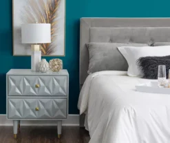 Urban Fresh Gray & Gold 2-Drawer Textured Geometric Nightstand -DHP Sales Store 810543104 2