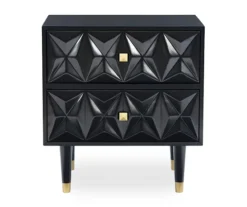 Urban Fresh Black & Gold 2-Drawer Textured Geometric Nightstand -DHP Sales Store 810543105 3