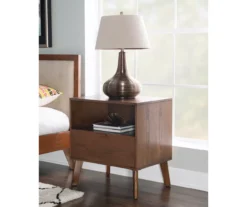 Shay Walnut 1-Drawer Wood Nightstand -DHP Sales Store 810543117 2