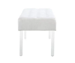 Marie Glitz White Tufted Linen Acrylic Leg Bench -DHP Sales Store 810543267 4