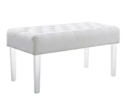 Marie Glitz White Tufted Linen Acrylic Leg Bench -DHP Sales Store 810543267 A0 1