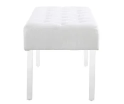 Marie Glitz White Tufted Linen Acrylic Leg Bench -DHP Sales Store 810543267 A1