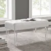Marie Glitz White Tufted Linen Acrylic Leg Bench 1 Marie Glitz White Tufted Linen Acrylic Leg Bench -DHP Sales Store 810543267 B0