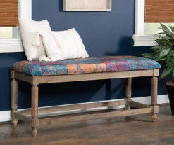 Moroccan Tapestry Upholstered Rustic Driftwood Bench -DHP Sales Store 810543273 2