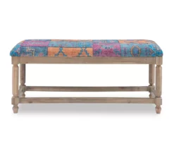 Moroccan Tapestry Upholstered Rustic Driftwood Bench -DHP Sales Store 810543273 5