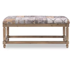 Gray Moroccan Tapestry Upholstered Rustic Driftwood Bench 9 Gray Moroccan Tapestry Upholstered Rustic Driftwood Bench -DHP Sales Store 810543274 3