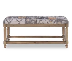 Moroccan Tapestry Upholstered Rustic Driftwood Bench -DHP Sales Store 810543274 5 1