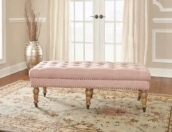 Claire Linen Upholstered Rolling Bench -DHP Sales Store 810543277 2