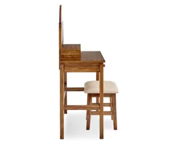 Laura 2-Piece Walnut & Beige 6-Drawer Tilting Mirror Vanity Set 8 Laura 2-Piece Walnut & Beige 6-Drawer Tilting Mirror Vanity Set -DHP Sales Store 810543314 4