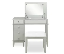 Jasmine 2-Piece White 1-Drawer Lifting Mirror Vanity Set -DHP Sales Store 810543315 5