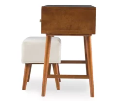 Merci 2-Piece White & Walnut 2-Drawer Lifting Mirror Vanity Set -DHP Sales Store 810543353 4