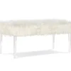 Cara White Faux Fur Acrylic Leg Bench -DHP Sales Store 810543373 1