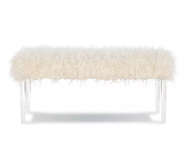 Cara White Faux Fur Acrylic Leg Bench 5 Cara White Faux Fur Acrylic Leg Bench - Image 3