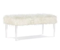 Cara White Faux Fur Acrylic Leg Bench 10 Cara White Faux Fur Acrylic Leg Bench -DHP Sales Store 810543373 4