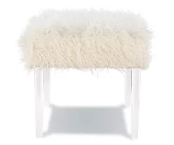Cara White Faux Fur Acrylic Leg Bench 11 Cara White Faux Fur Acrylic Leg Bench -DHP Sales Store 810543373 5