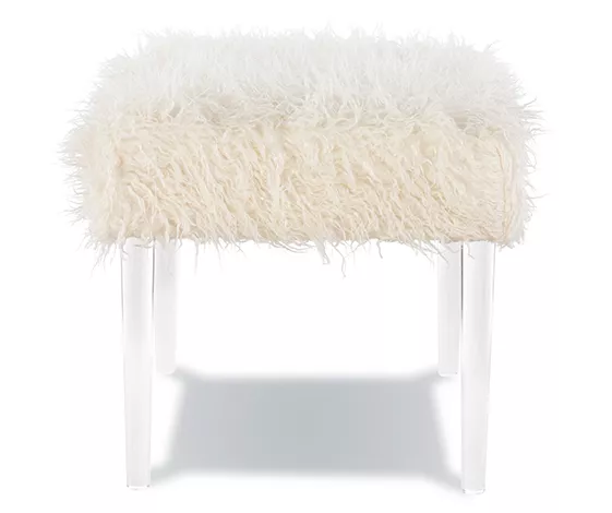 Cara White Faux Fur Acrylic Leg Bench 7 Cara White Faux Fur Acrylic Leg Bench - Image 5