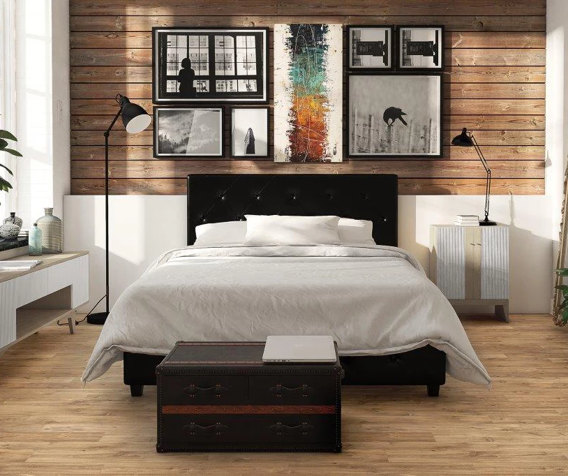 DHP Dana Faux Leather Upholstered Queen Bed 6 DHP Dana Faux Leather Upholstered Queen Bed - Image 4