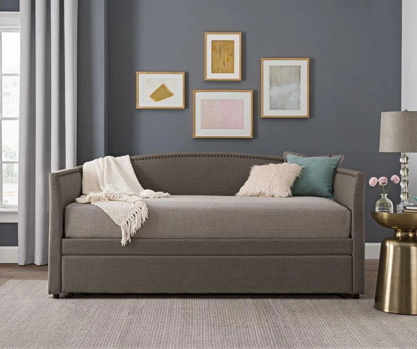 DHP Camila Gray Linen Twin Daybed 5 DHP Camila Gray Linen Twin Daybed - Image 3