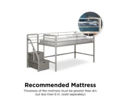 DHP Kaden Gray Junior Twin Loft Bed With Storage Steps -DHP Sales Store 810543776 1