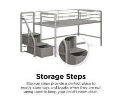 DHP Kaden Gray Junior Twin Loft Bed With Storage Steps -DHP Sales Store 810543776 3