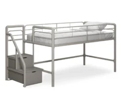 DHP Kaden Gray Junior Twin Loft Bed With Storage Steps -DHP Sales Store 810543776 5