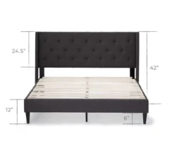 Isabelle Charcoal Upholstered Twin Wingback Bed -DHP Sales Store 810547599 810547605 810547613 810547609 3