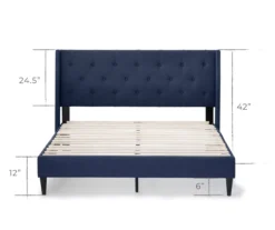 Isabelle Navy Upholstered Twin Wingback Bed -DHP Sales Store 810547602 810547606 810547614 810547610 3
