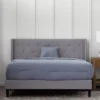 Isabelle Stone Upholstered Twin Wingback Bed