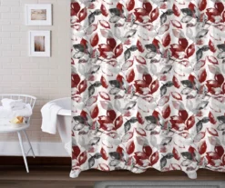 Samara White & Red Floral 14-Piece Bath Set