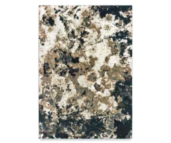 Bocleah Navy & White Distressed Textured Area Rug, (6.7' X 9.6')