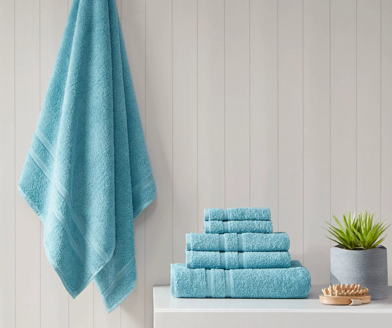 Aegan Aqua Turkish Cotton 6-Piece Towel Set 5 Aegan Aqua Turkish Cotton 6-Piece Towel Set - Image 3