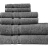 Aegan Charcoal Turkish Cotton 6-Piece Towel Set