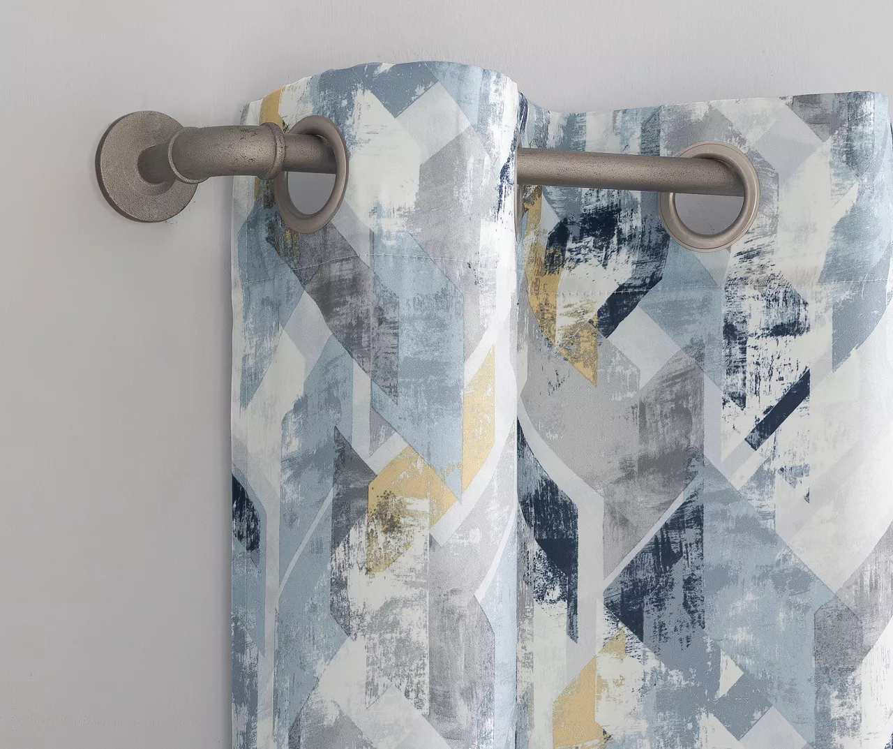 Kennett Navy Distressed Geometric Room-Darkening Grommet 4-Piece Curtain Panel Set, (84") 4 Kennett Navy Distressed Geometric Room-Darkening Grommet 4-Piece Curtain Panel Set, (84") - Image 2